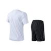 Anta Solid Color Pullover T-Shirt And Mid-Waist Straight Leg Shorts Casual Sports Set Men Sets White 952327202-1