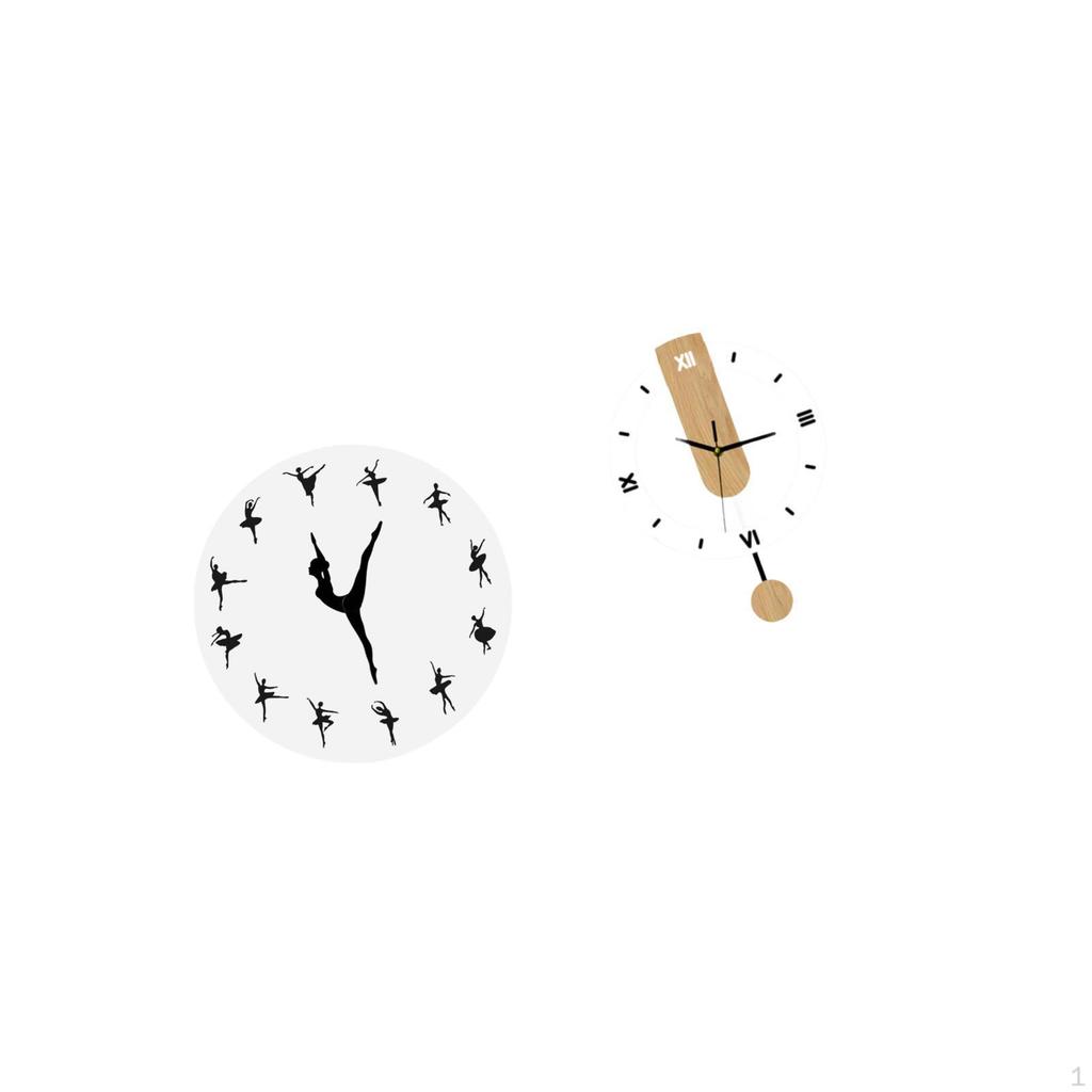 Ballerina Wall Clock Acrylic Ornament Ballet Dancing Girl Large Roman Numerals Silent Mute