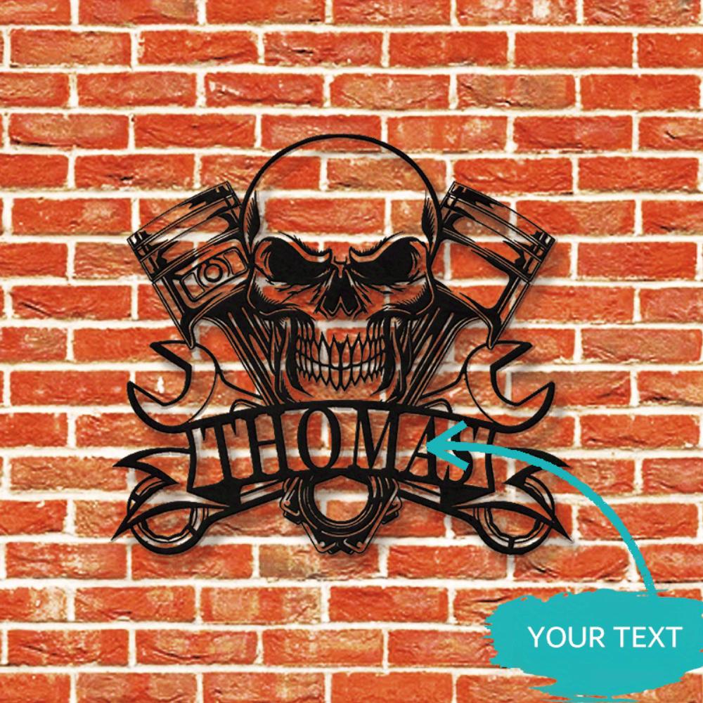 Unique Tailored Metal Wall Art Skull Mechanic Tool Repair Sign Workshop Decor