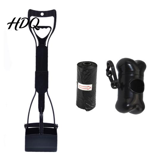 Grass And Gravel Poop Collector Dog Pooper Scooper Portable Pet Waste Cleanup Tool with 20 Bags Heavy Duty Picker Carry Case Foldable Scooper