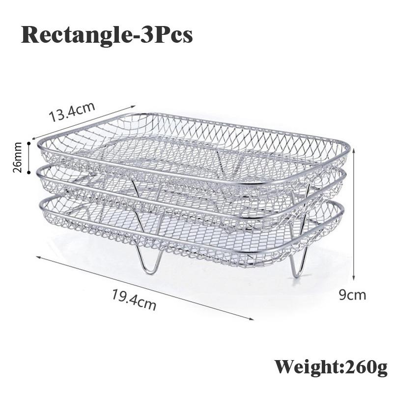 Stainless Steel 3 Layers Air Fryer Rack Stackable Grilling Rack Airfryer Oven Grill Steamer Cooker Kitchen Accessories Cooking