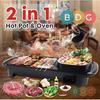 Korean Style 2 in 1 Electric Multi Cooker Barbecue Pan Hot Pot Cooker Electric Smokeless Barbecue BBQ Grill Non-Stick Coating Hotpot Roasting Baking