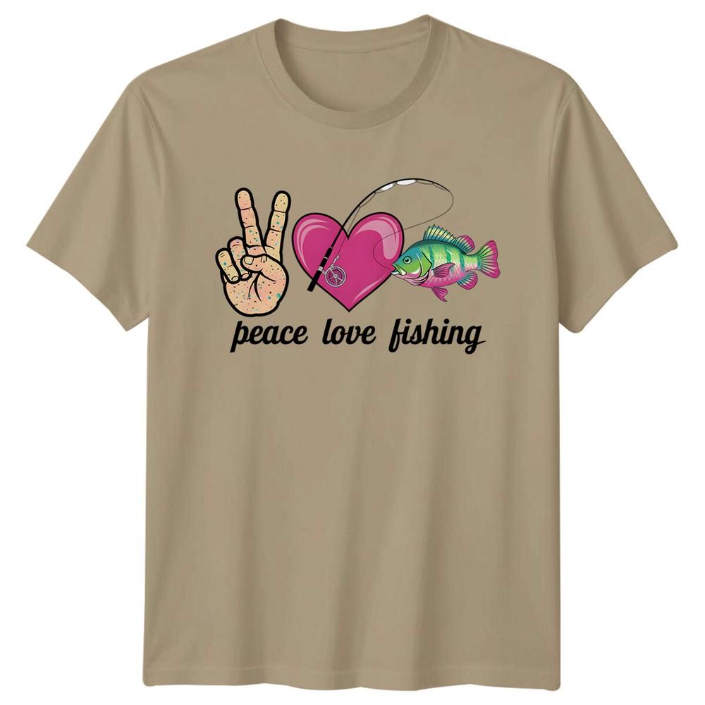 Peace Love Fishing Unisexs TShirt Graphic Tee FisherUnisex Gift S