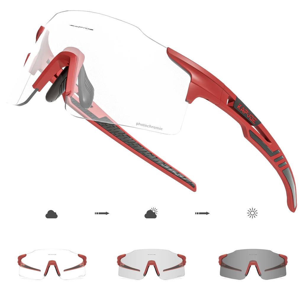 Kapvoe Photochromic Cycling Glasses MTB Cycling Sunglasses Outdoor Bike Eyewear Sports Glasses UV400 Bicycle Goggles Eyepieces
