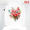 Bathroom Toilet Stickers Elegance Flower Wall Sticker Flower Pattern Self-adhesive Paintings For Bathroom Living Decoration