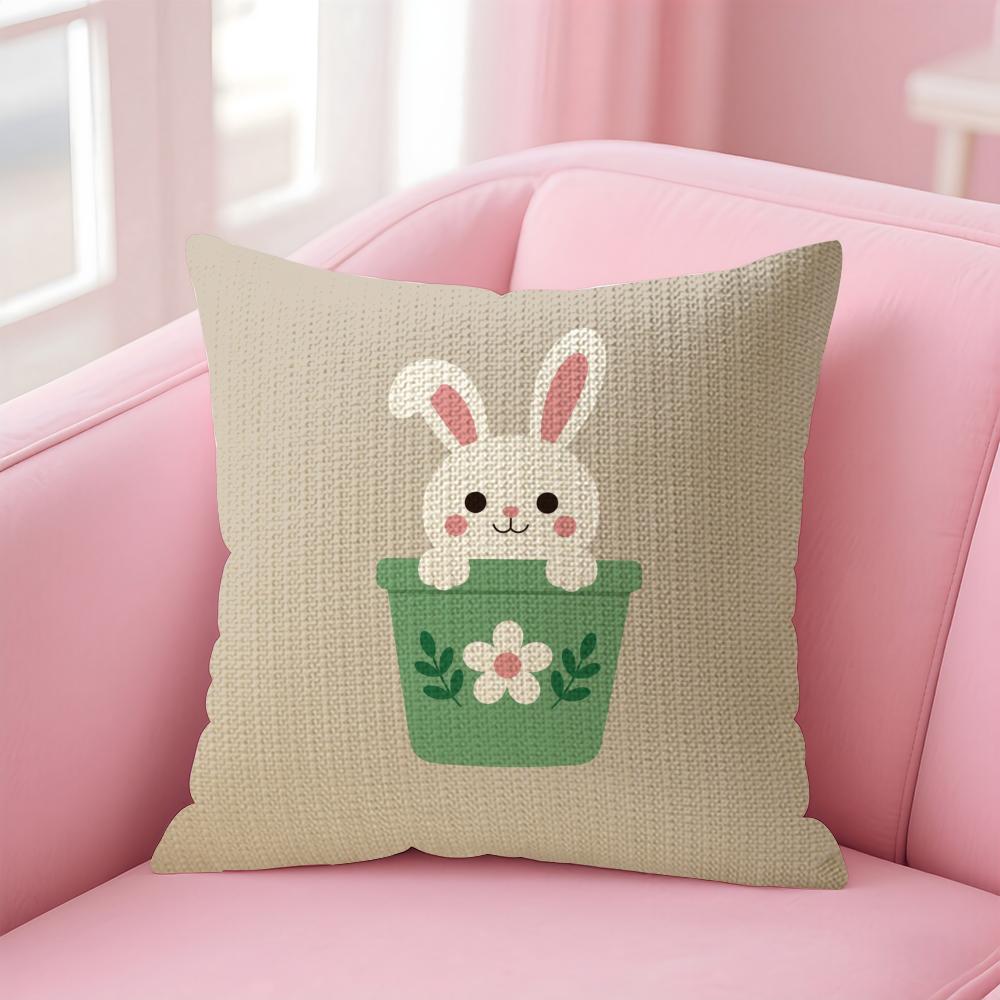 Dopamine Cute Animals Cushion Cover Natural Linen Organic Fabric DoubleSided Printing Sofa Home Decor Gift Pillow Case
