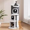 Drapak dla kota Wieża do wspinania dla kota Beczka do drapania dla kota z 3 jaskiniami dla kota Sisalowa podkładka do drapania Wielopoziomowa wieża do zabawy dla kota dla rodziny z wieloma kotami