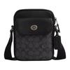 Coach Fecho de Giro 15 Estampa de Logo Pele de Bezerro Lisa Mini Bolsa de Ombro Transversal Bolsas Masculinas Preto Carvão CAJ30-QBMI5