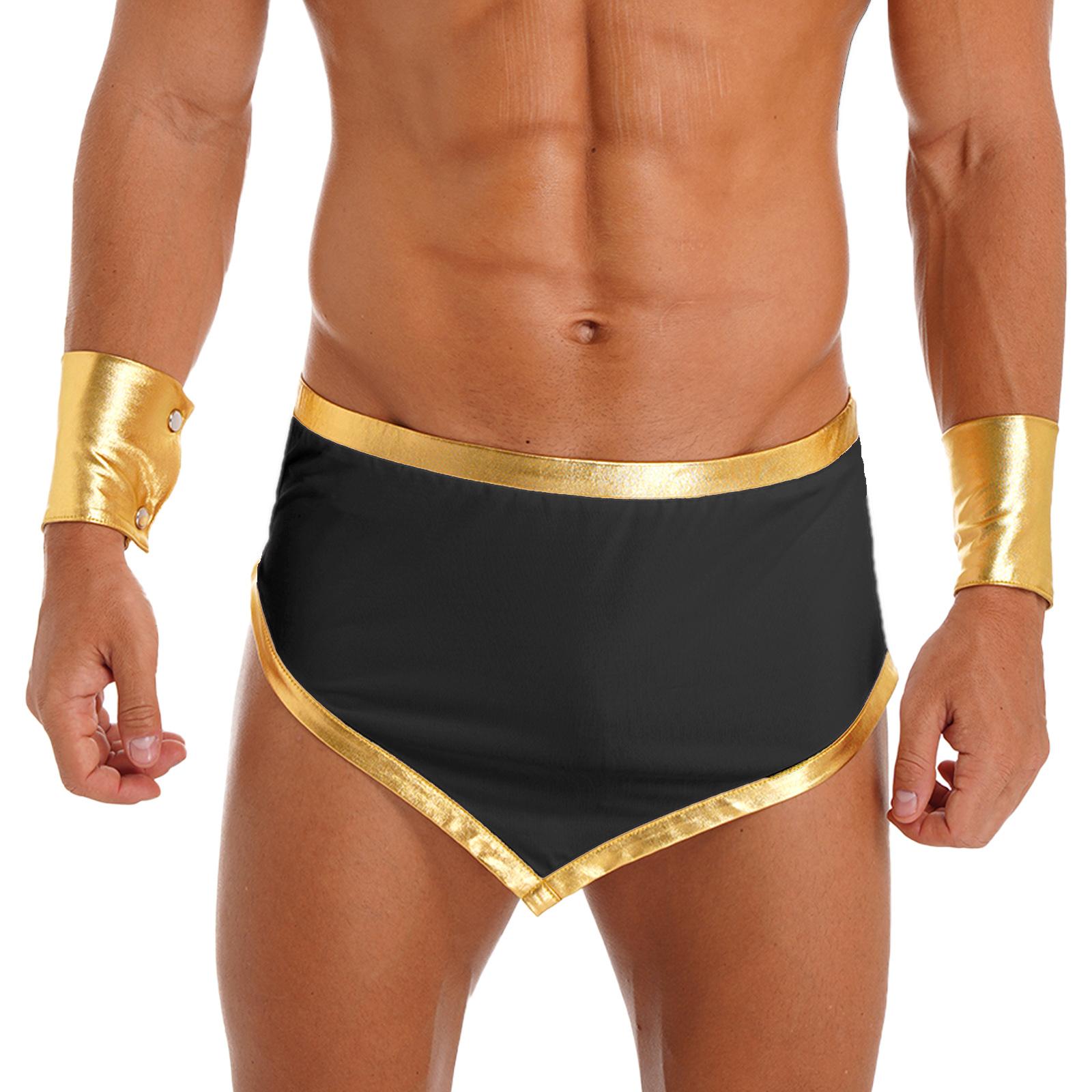 Costume de Fête Cosplay Dieu Grec Ancien Toge Gladiateur Romain Classique Robe Tago Une Épaule Jupe Longue+Bracelets Halloween pour Hommes M
