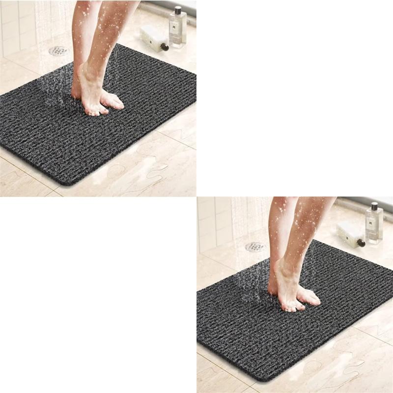 Shower Mat Bathtub Mat Non-Slip Bath Mat with Drain Quick Drying PVC Loofah Bathmat for Tub Shower Bathroom