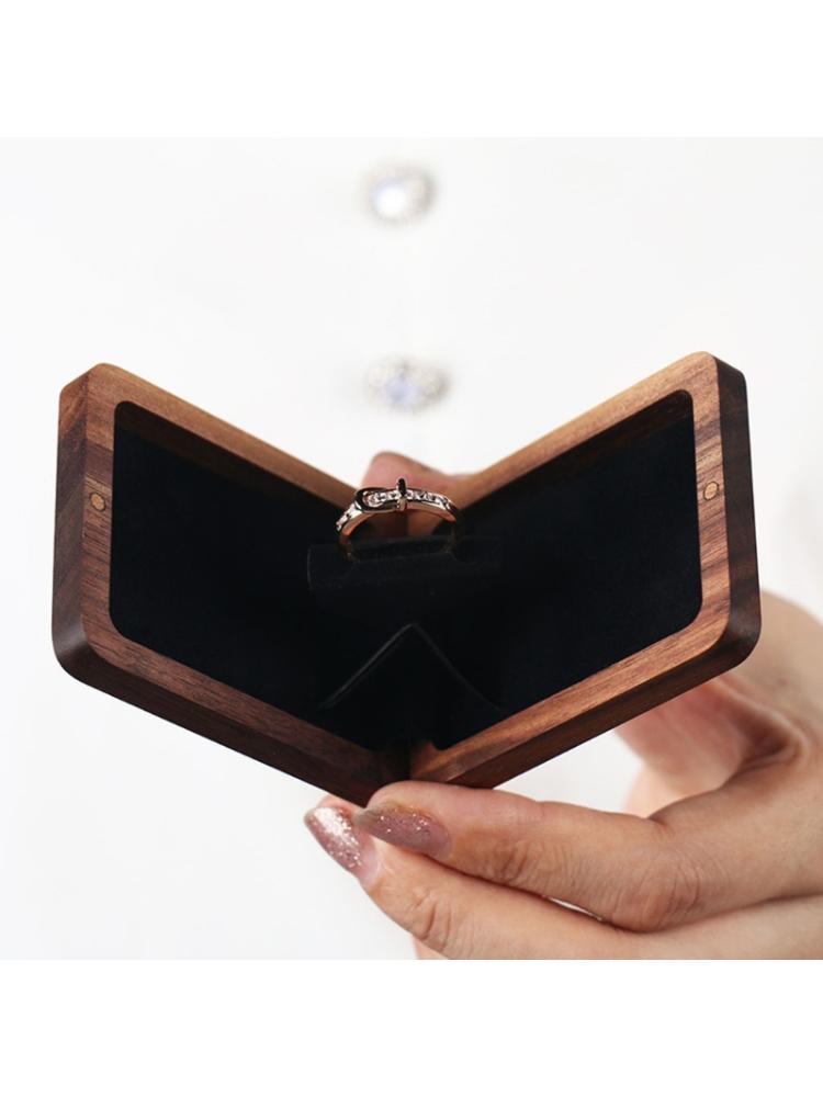 Engagement Flat Ring Box-Proposal Wooden Ring Box-Wedding Ring Box