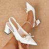 Women Sandals Temperament Pointed High Heel Single Shoes Elegant Bow Women Pumps High Quality Lacquer Leather High Heels Sandals