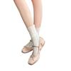 Elegant White Cable Knit Mid-Calf Socks: Women's Ballet Style Lace Mesh Leg Warmers