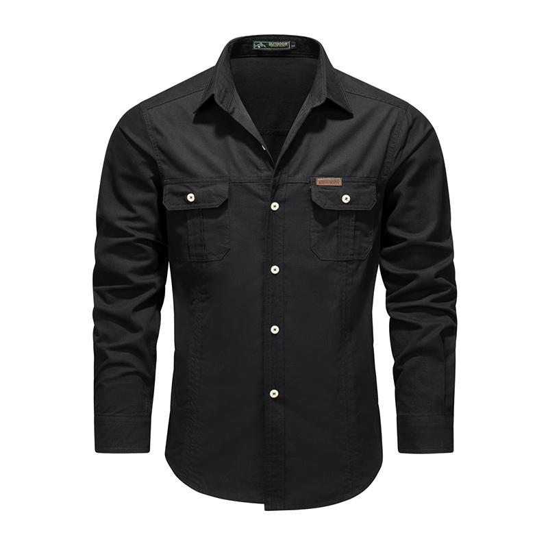 Men's Shirt Casual and Fashionable Versatile Solid Color Lapel Work Top
