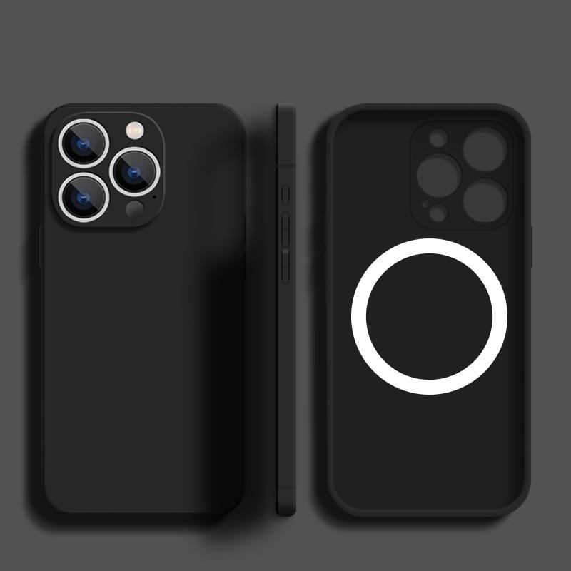 

Мягкий чехол с беспроводной зарядкой для Iphone 15 14 13 12 Pro Max 11 противоударный сплошной цвет из ТПУ с ремешком для защиты объектива чехол для телефона iPhone 15 чёрный