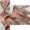 Elegant Flower Design Adjustable Copper Ring For Women Fashionable Geometric Floral Jewelry