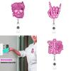 Retractable Keychain Name Card Holder Acrylic Carabiner Holder Skull Name Card Holder ID Badge Holder for Office School
