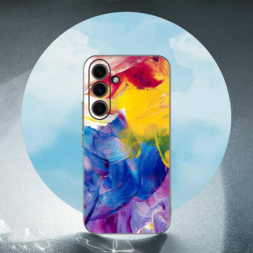 Fashion Colorful Pattern IMD Art For Samsung Galaxy S23 S24 S25 Ultra S22 Plus S21 Black Soft Case Waterproof Soft Case