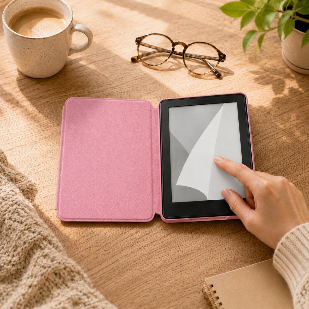 Double Sided Patterned E-Reader Cover Compatible with Various E-Book Devices Protective Case with Stand Function and Magnetic Closure
