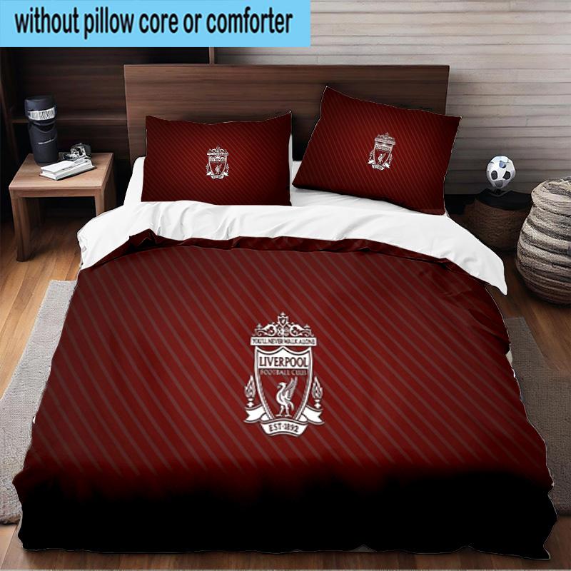 Liver-pool Crest 3PCS Print Bedding Set, Includes A Duvet Cover and Two Pillowcases for Bedroom, Dormitory, Suitable for All Seasons