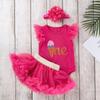 1st Birthday Outfit for Baby Girls: Sleeveless Romper, Skirt, and Bottoms Set