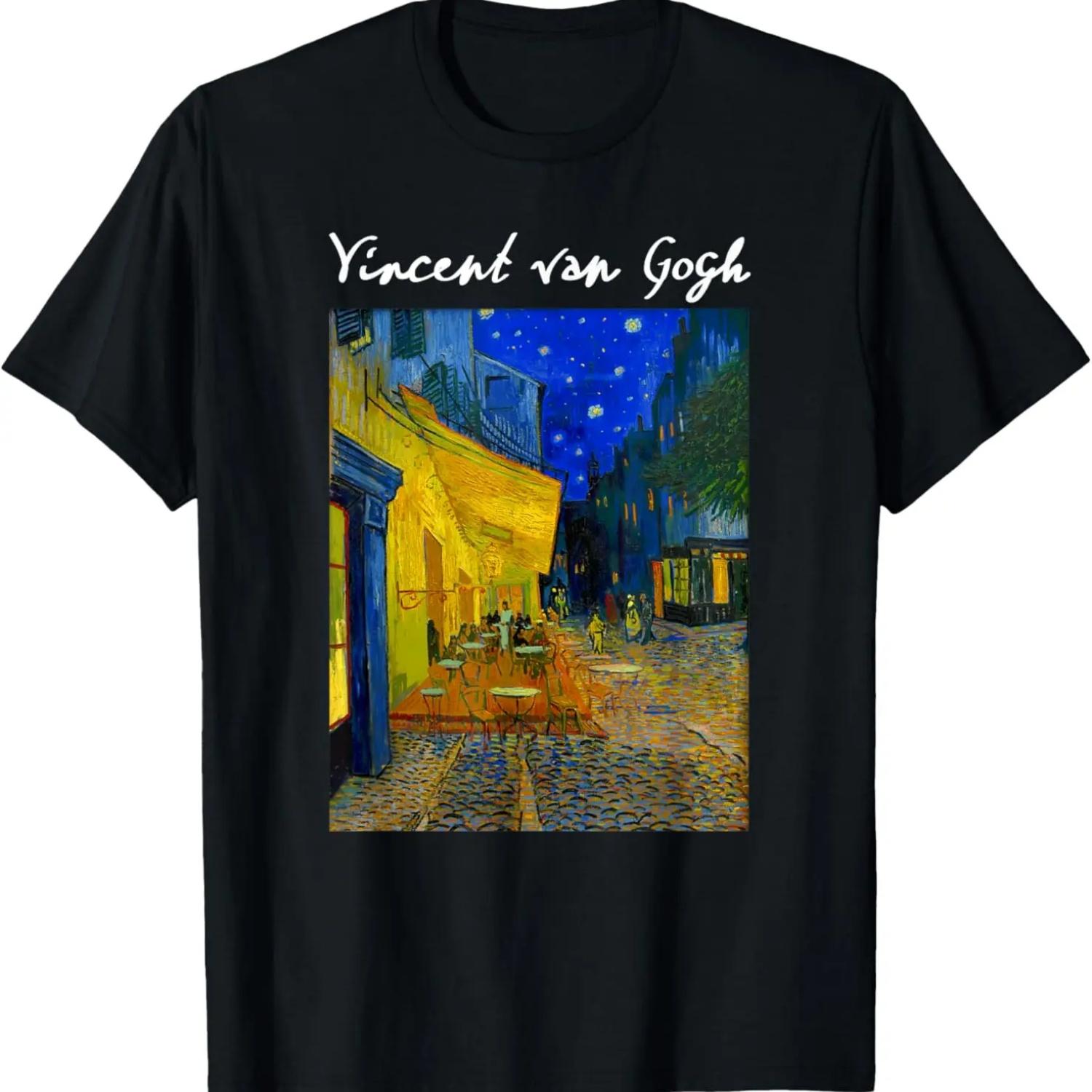 Famous Artist Cafe Terrace at Night Van Gogh Art Painting T-Shirt XXXXXL чёрный