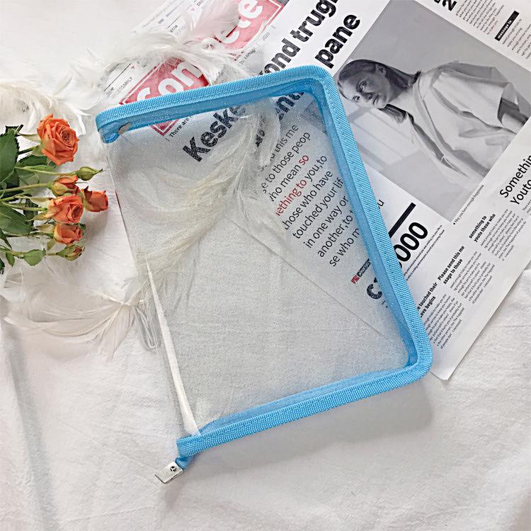 

Прозрачная блестящая папка-корзина из ПВХ формата А5 с цветной молнией - простая пластиковая сумка для хранения для студентов A5