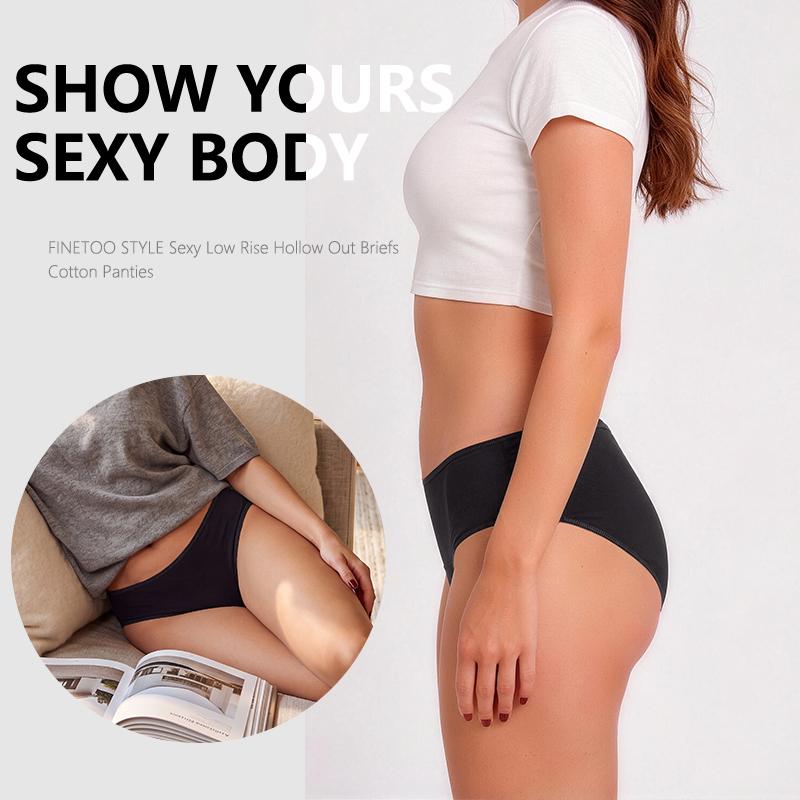 FINETOO 4 Pezzi Mutandine da Donna a Vita Bassa in Cotone Biancheria Intima Morbida Vita Elastica Slip da Donna Traspiranti Uso Quotidiano Mutandine Femminili
