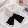 Knit Fishtail Plush Neck Warmer Women Autumn Winter Cross Faux Rabbit Fur Cute Versatile Student Premium Scarf