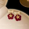 Christmas Dress Up Accessories Silver Needle Flannel Bow Earrings Niche Sweet Stud Earrings High-end Earrings Women