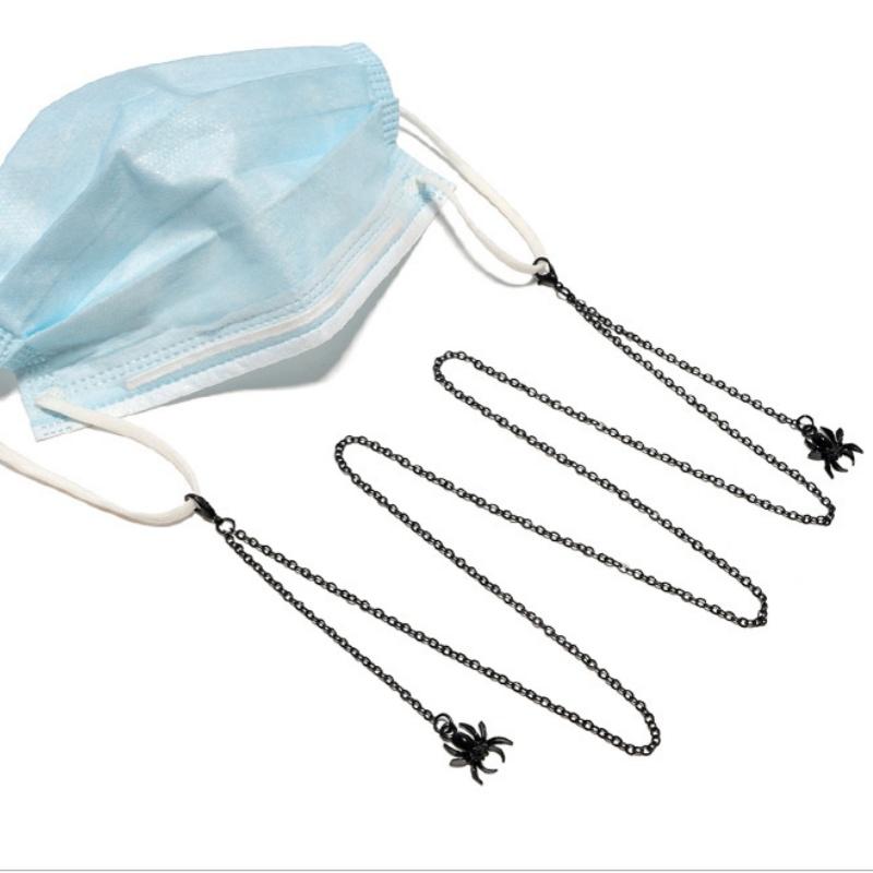 Punk Black Spider Glasses Chain for Men Women Fashion Glasses Holder Sunglasses Spectacles Metal Chain Holder Neck Strap Rope