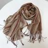 Sciarpa Moda a Righe in Misto Cotone e Lino