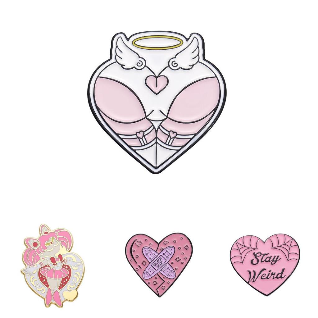 Brooch Cartoon Trendy Collection In Pink With Fun Letter Designs Perfect For Statement Accessories And Gifts
