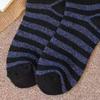 Men Striped Crew Socks Thickened Warm Ribbed Terry Socks Winter Thermal Casual Socks for Sports Daily Errands Work Wear