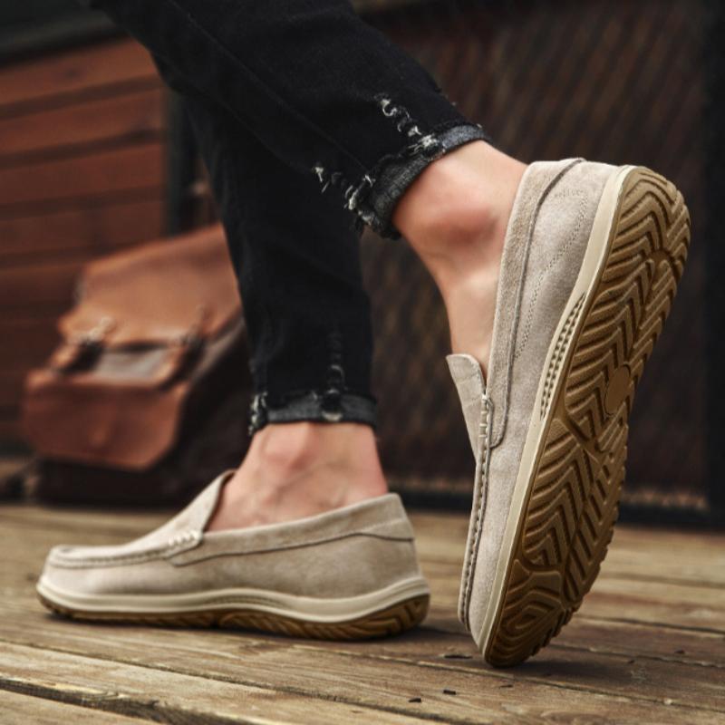 Four Seasons Suede Leather Toe Shoes Men's Shoes One-step Breathable Comfortable Loafer Casual Shoes Driving Shoes