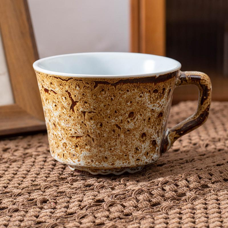 Japanese Retro Matte Kiln Change Leopard Print Afternoon Tea Coffee Cup High Value Cup Underglaze Color Breakfast Cup Creativity