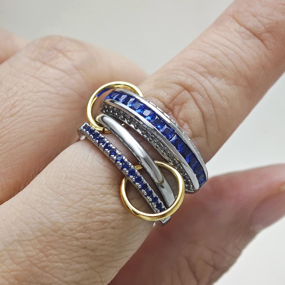

3pcs/set New Trendy Luxury Blue Stone Ring For Women Silver Color Stackble Rings Party Wedding Fashion Jewelry Dropshipping 5