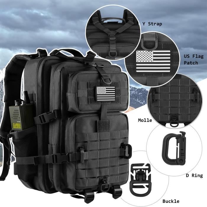 Sac à dos - hannibal tactical - 40l - tissu oxford - résistant à l'eau - mixte