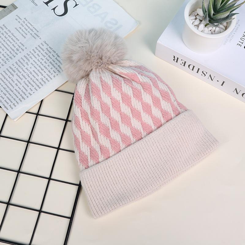 Winter Hat Children's Knitted Hat Thick and Warm Fashionable Woolen Plaid Hat