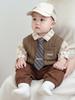 2026 Boys' Autumn Suit: Tie, Vest, Sweater with Pocket - Children's Toddler Wear