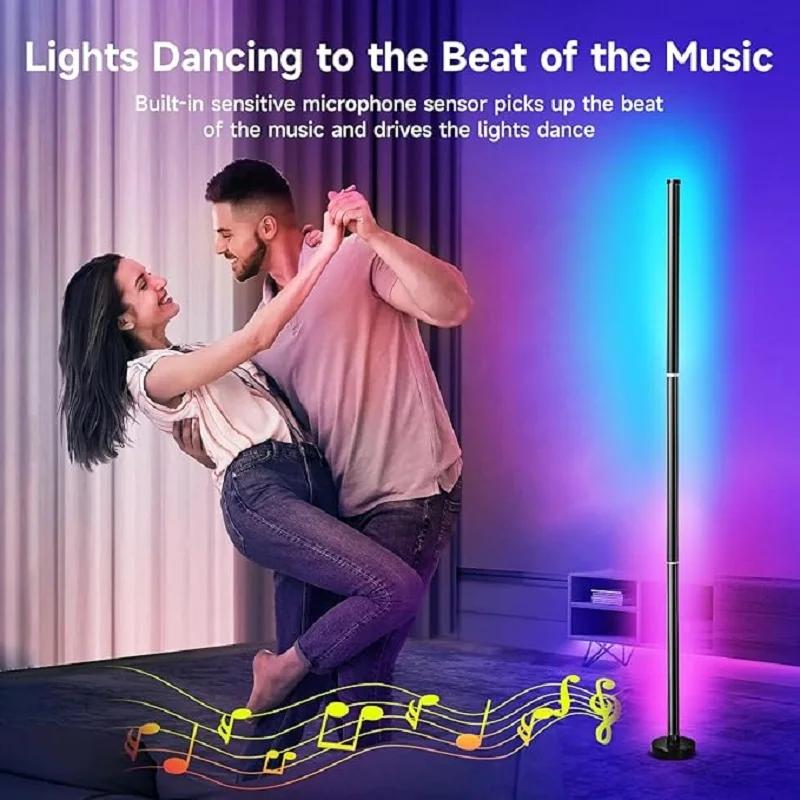 122cm Intelligente Eck-Stehlampe Dimmbar APP-Steuerung RGB LED Modernes Stimmungslicht Stehleuchten für Schlafzimmer Gaming Wohnzimmer