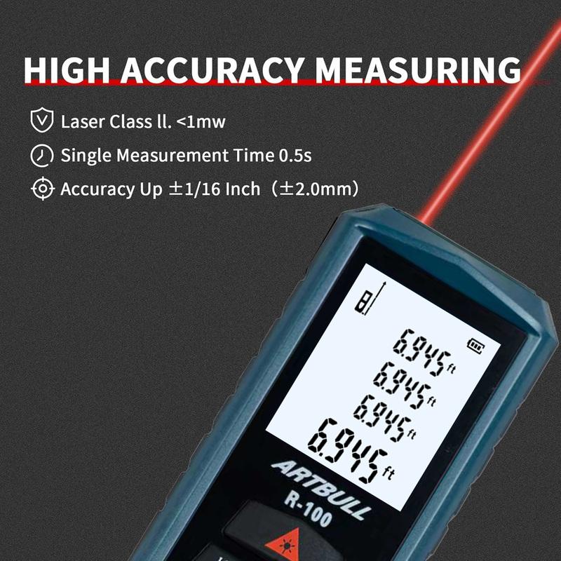 

ARTBULL 100m Infrared Laser Distance Meter digital Tape measure Laser Rangefinder 100m