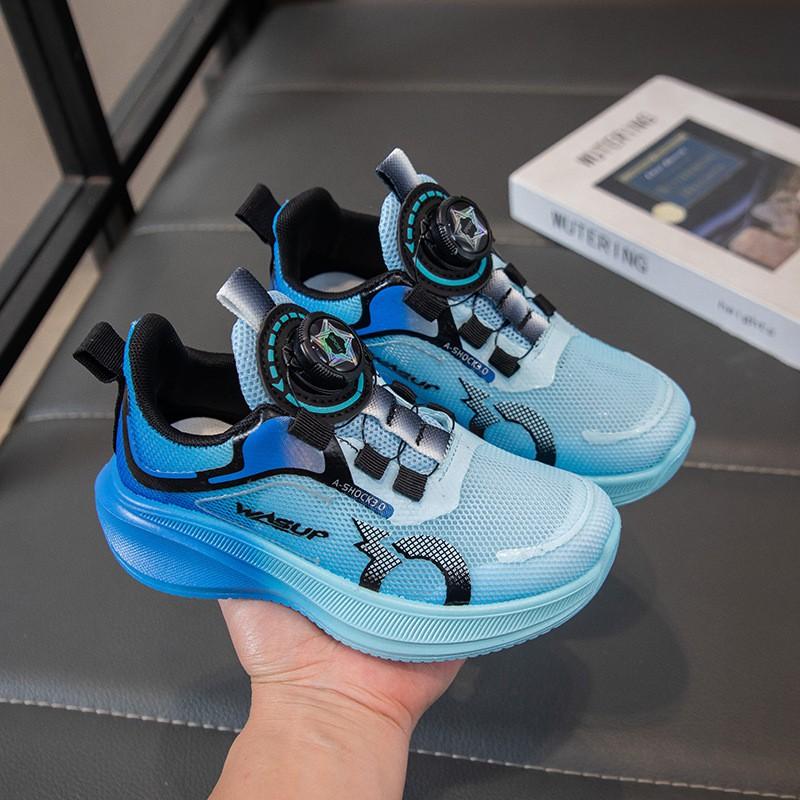 Youth style shoes Kids Rotating Buckle Sneakers Lightweight Breathable Mesh Running Shoes Boys Outdoor Fall Casual Wear