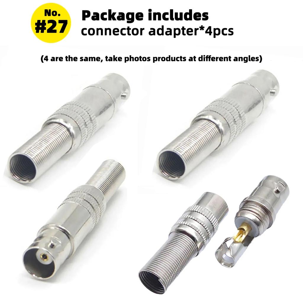 4 Pcs BNC Adapter Connector Coax Solderless RCA Q9 HD Video Plug for CCTV Camera Monitoring Radio Antenna and Video Application