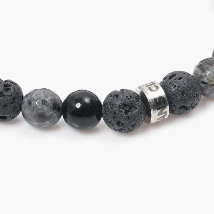 Black and Gray 839 Gemstone Two-Circle Point Chain 1141 Bracelet Set (C2403-SE379_BK)