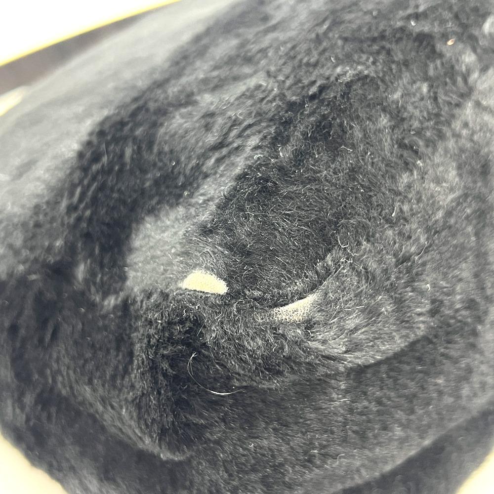 FENDI Mamma Baguette shoulder bags Hand Bag fur / Leather Black/SilverHardware