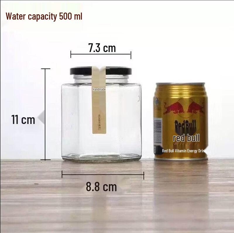 ZISIZ Hexagonal Glass Jar with Lid