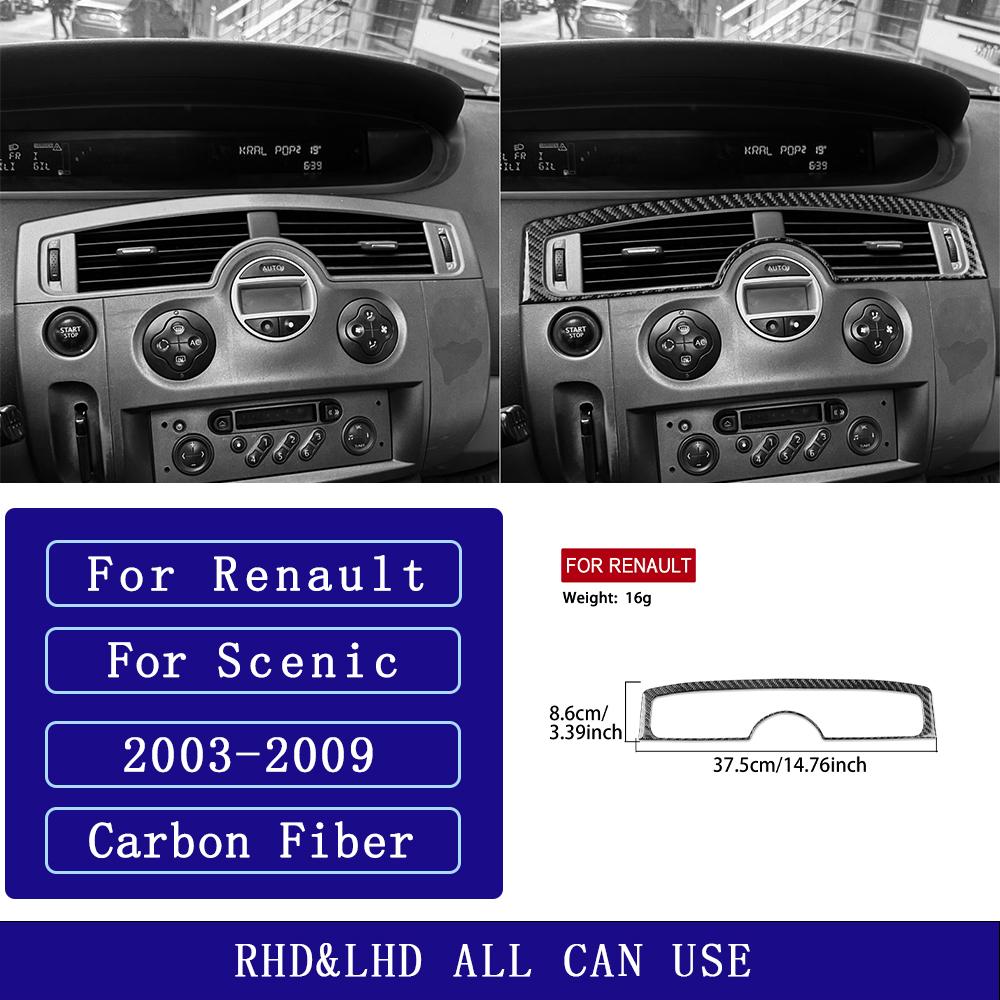 For Renault Scenic 2003-2009 Carbon Fiber Central Air Conditioning Vent Panel Cover Car Accessories Interior Decorative Stickers