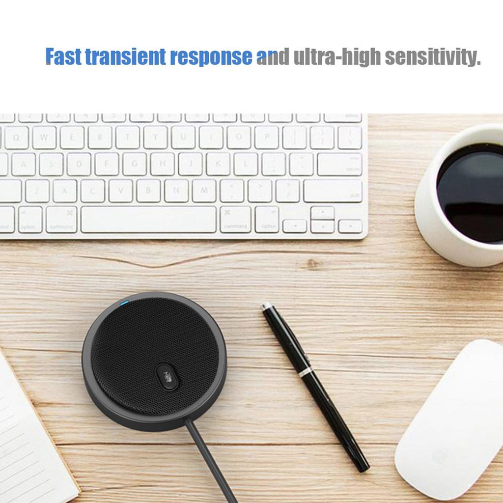 M2 Wired 360 degrees  Pickup Audio Video Omnidirectional Microphone Desktop Conference Computer Black