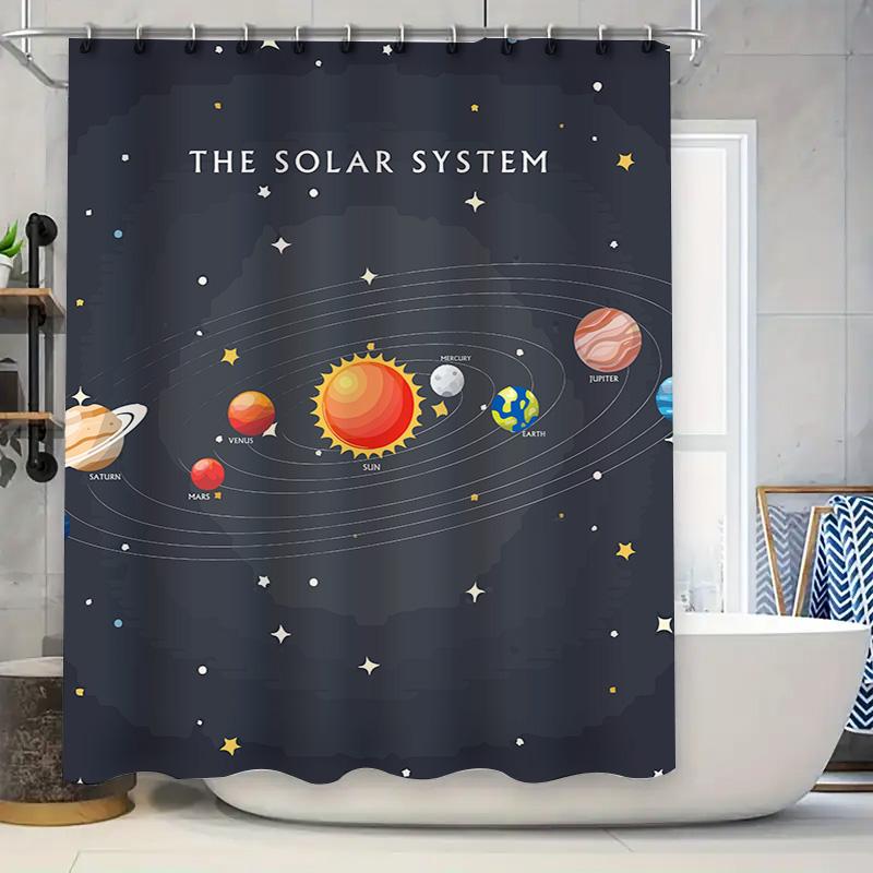 

Decorate Your Bath With Our Solar System Shower Curtain Vivid Colors High-Quality Fabric For A Luxurious Touch W60H190(CM)-1 Pcs